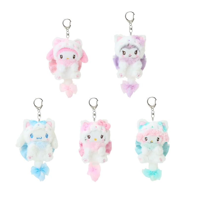 Carabiner Keychain - Hello Kitty Krem Kedi Fiyonklu Kostüm