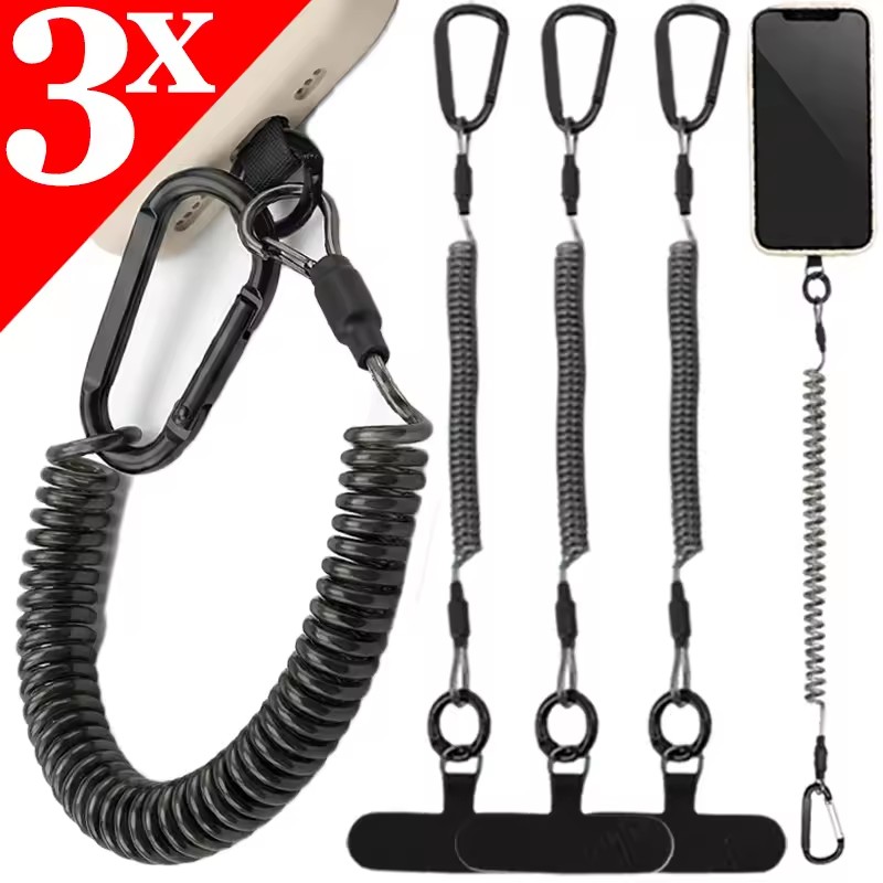 Carabiner Keychain - Kaybolmaya Karşı Esnek Telefon İpleri, Yama