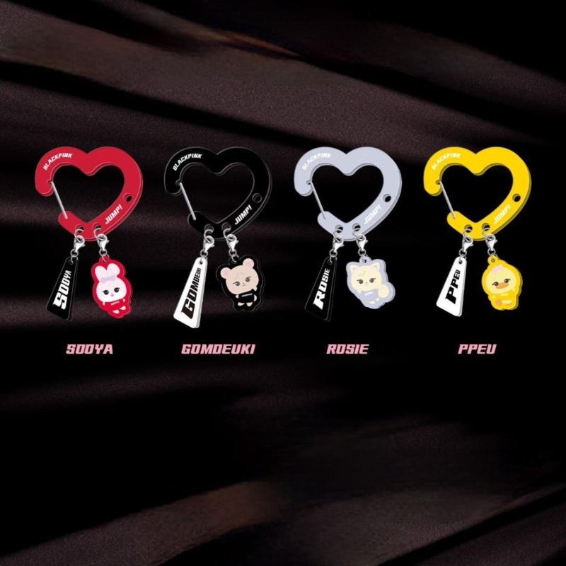 Carabiner Keychain - Siyah Pembe Güzel Akrilik Yelpaze Temalı