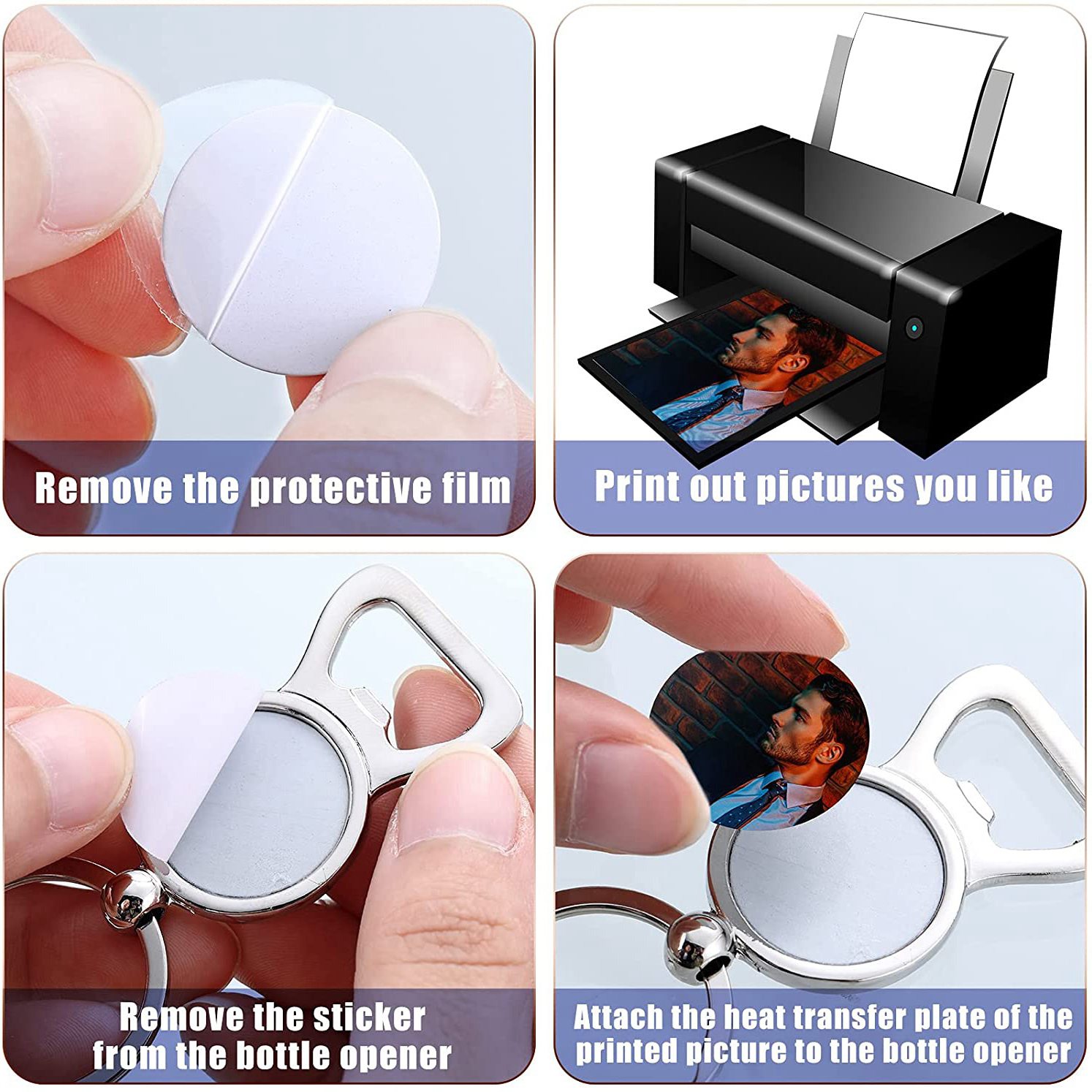 Bottle Opener Keyring - AED7-10 Adet Süblimasyon Boş Anahtarlıklar Süblimasyon