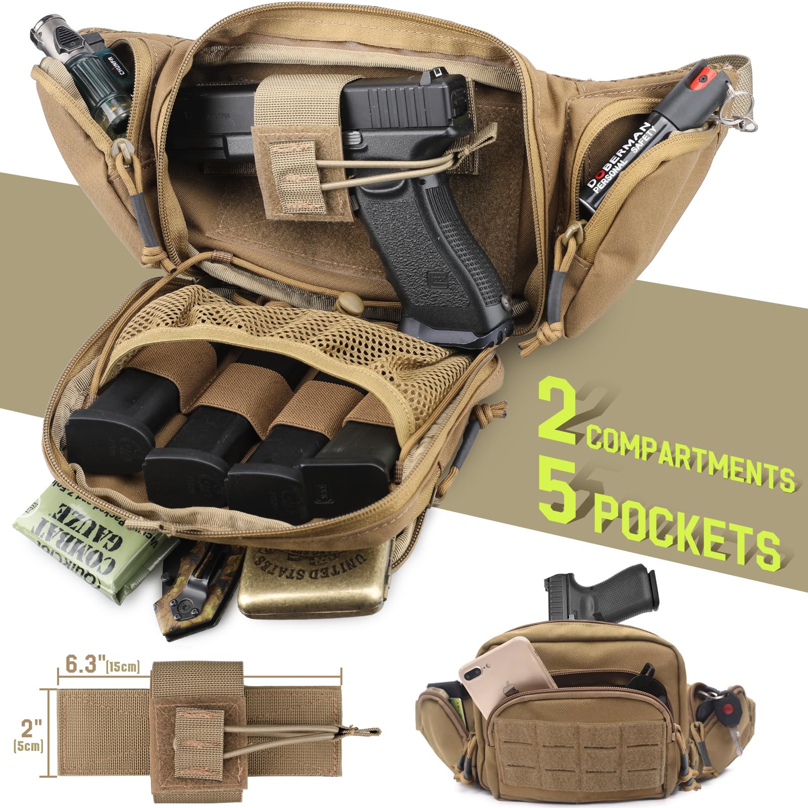Taktiksel Gizli Taşıma Bel Çan - Edc Carry Pistols incelemesi ve fiyatı